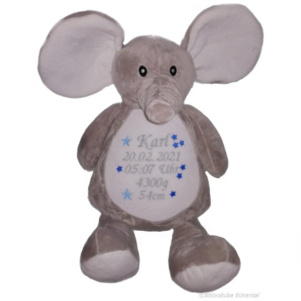 Elefant Stofftier mit Wunschdaten